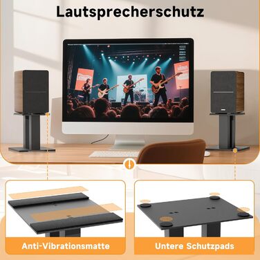 Підставка для аудіо колонки, 25 см, метал, чорна, пара (16.5 x 20 x 15 см)