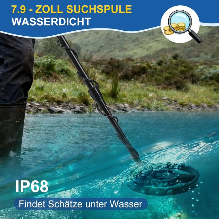 Металодетектор професійний для дорослих, початківців та дітей – легкий, високоточний, водонепроникний, з регульованою довжиною (78–107 см), чорний