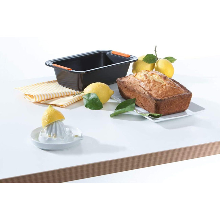 Форма для випікання Le Creuset, антипригарна, прямокутна, 30×11,5×7 см, стійка до закваски, з вуглецевої сталі, антрацит/помаранчева