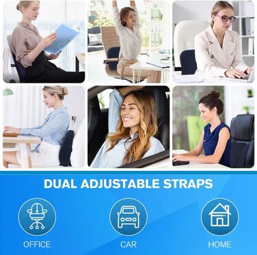 Подушка для сидіння Ainiv, ергономічна подушка з memory foam для офісного крісла, інвалідного візка, автокрісла (Блакитна)