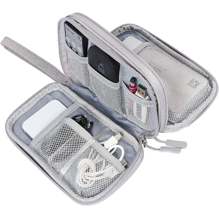 Органайзер для кабелів та аксесуарів для подорожей, сірий. Універсальний кейс для кабелів, power bank та інших гаджетів