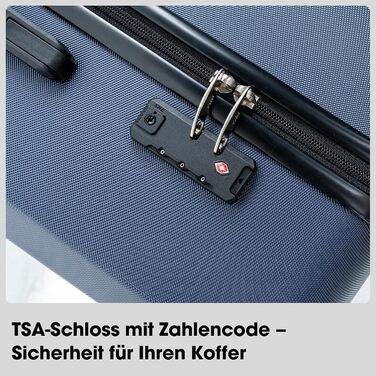 Набір валіз, багажний набір, ролери, валіза на коліщатках 5шт, ABS пластик, TSA замок, містить 1 велику сумку та 1 косметичку, 4 колеса, телескопічна ручка з алюмінію (рожеве золото), темно-синій