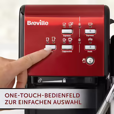 Breville Prima Latte II Espresso | Latte and Cappuccino Machine | 15-bar Professional Pump and Milk Frother | Red [VCF109X], 19 Bar