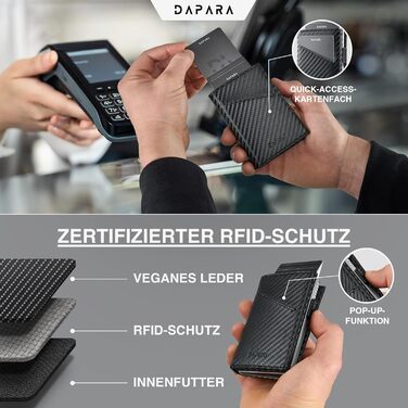 Чоловічий гаманець DAPARA: тонкий, з відділенням для монет та RFID-захистом. Містить 12 карткових слотів. Колір: Carbon Red (Carbon - Dynamic Silver)