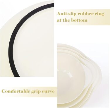 Набір мисок для змішування BoxedHome (4 шт.) з пластику, бежевий. Миски для салатів, ручне миття, неслизькі, стійкі, для сервірування та приготування їжі.