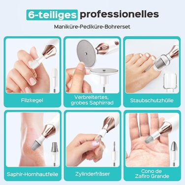 COSLUS C43 Професійний електричний набір для манікюру та педикюру: для догляду за нігтями рук та ніг, видалення кутикули, 5 швидкостей, білий