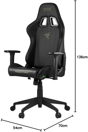 Ігрове крісло Razer TAROK Essentials Razer Edition від Zen Gaming, з лумбарною та шийною подушками, 3D-підлокітниками, чорне/зелене, унікальне