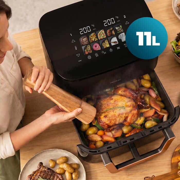 Фритюрниця Cecotec Cecofry & Grill Smokin' 6500 Plus 6.5л з грилем та функцією копчення, 2200 Вт, чорна