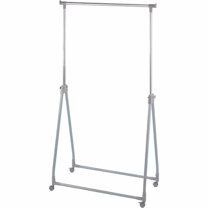 WENKO Clothes Rack Folding, Clothes Storage with Adjustable Clothes Rail and Wheels, Plastic/Metal, 88 x 100-168 x 11-49 cm, Chrome/Grey