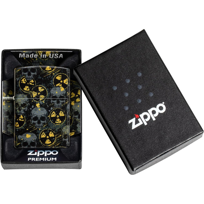 Бензинова запальничка Zippo Nuclear Skulls 540, кольорова, вітростійка, багаторазова, подарункова коробка, оригінал США