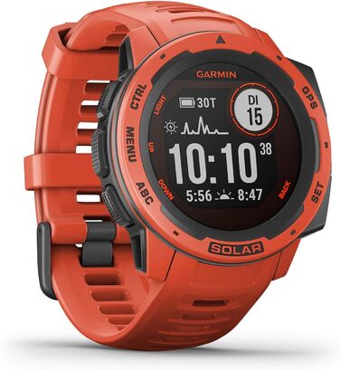 Garmin Instinct - водонепроникні GPS-годинники зі спортивними та фітнес-функціями. Вимірювання частоти серцевих скорочень на зап'ясті, фітнес-трекер та сповіщення зі смартфона. Багато моделей на вибір (Instinct Solar, Red)
