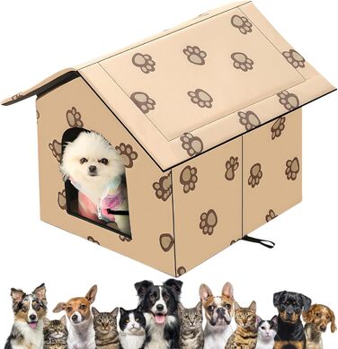 Кіт-будинок на вулицю: тепла, водонепроникна кімната для кота/маленької собаки WIYETY 40x35x38 см, знімна, миється, для тварин