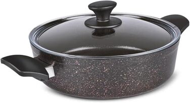 Набір кухонного посуду Karaca Biogranit Blackgold 12 предметів | Посуд з антипригарним покриттям | Стійкий до подряпин | Здоровий та екологічний | Енергоефективний | Елегантний дизайн | Легко миється