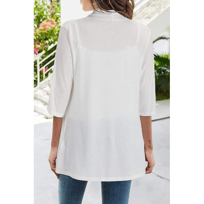 Жакет VOTEPRETTY для жінок, в'язаний кардиган, літній, короткий, круглий виріз, без рукавів, з ґудзиками (Білий-3143, M)