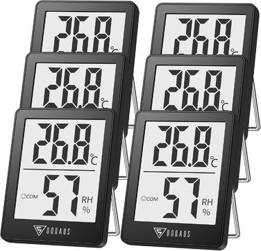 DOQAUS Digital Hygrometer Indoor, 6 Pack - Indoor Thermometer Hygrometer, Humidity Meter, Accurate Room Thermometer, Humidity Measurement Device with High Accuracy, for Indoor Spaces, Baby Rooms, Living Rooms, Offices