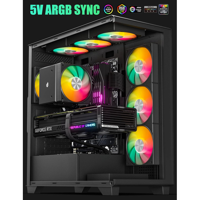 upHere Система охолодження CPU з RGB підсвічуванням, Dual Tower, 6 теплових трубок, 120мм вентилятор, сумісна з AMD AM4/AM5 та Intel 2011/2066