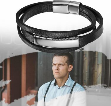 Чоловічий шкіряний браслет JewelryWe, ручної роботи, плетіння з кількох рядів, нержавіюча сталь, магнітна застібка, регульований, для чоловіків та жінок