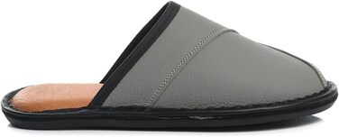 Чоловічі домашні тапочки з натуральної шкіри – зручні та теплі, ручної роботи, з антиковзною підошвою, розміри 41–47 (42 EU, сірі)