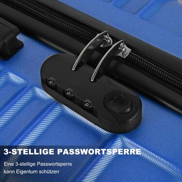 Великий валіза з ABS-пластику, Trolley, валіза для подорожей з 4 колесами (360°), кодовий замок з 3 цифрами та телескопічний ручка з алюмінію (XL – 95л) (Хмарно-блакитний, валіза L)