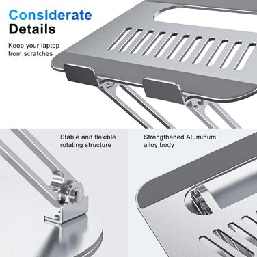 Підставка для ноутбука регульована по висоті, складана, ергономічна з вентиляцією та 360° поворотом, вертикальна, сумісна з MacBook, Dell, HP, 11-16'