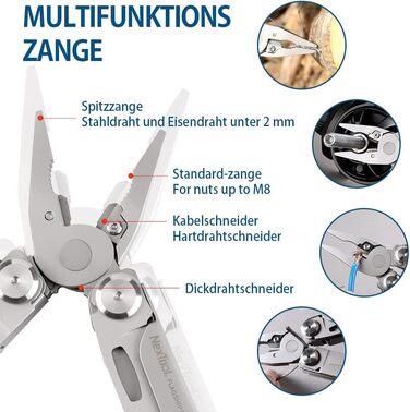 Мультитул NexTool Muiltool 19-в-1: плоскогубці, ніж, викрутка, ножиці, сталь, кемпінг, подарунок для чоловіків