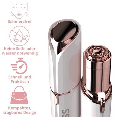 Електричний жіночий триммер для обличчя Finishing Touch Flawless Face - безболісне видалення волосся для чутливої шкіри, білий