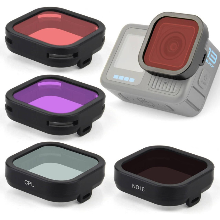 Фільтри для GoPro Hero 13: ND/CPL/Rot/Magenta, комплект 4 шт. для підводної зйомки