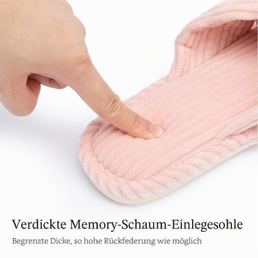 Жіночі капці для дому з ефектом пам'яті (Memory Foam) Chantomoo, відкриті пальці, велюрові, протиковзкі, рожеві (розмір 37/38 EU)