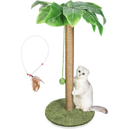 Kratzbaum, 80cm High Scratching Post, Cat Tree, Scratching Trunk for Medium and Small Cats, Natural Sisal Scratching Post with Interactive Plush Ball, Beige (Palm Style Scratching Trunk Round)