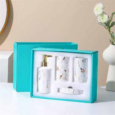 Набір аксесуарів для ванної кімнати GIBZ: мильниця, тримач для зубних щіток, дозатор мила, стаканчик (білий)