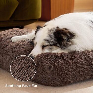 М'яке ліжко для собак BEDSURE великих порід - 104x69x8 см, миється, з антиковзним дном, коричневе