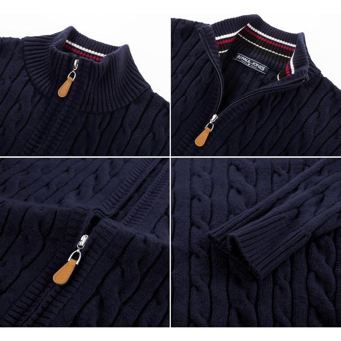 Кардиган чоловічий PJ PAUL JONES з блискавкою та стоячим коміром, в'язаний з дрібним візерунком, колір морської хвилі