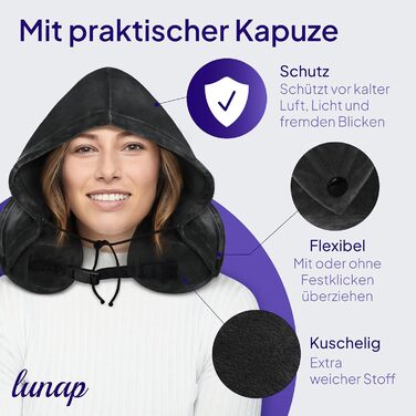 Подушка для шиї у подорожах Luna | Memory Foam, дихаюча, пральна | Для дорослих | Підходить для літака та авто | Сірий колір