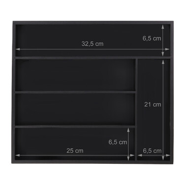 Relaxdays Black Cutlery Box with 5 Compartments