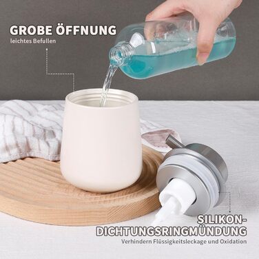 Дозатор для миючого засобу BosilunLife 350 мл, наповнюваний, великий насос, стильний, неслизький, BPA-free для кухні та ванної кімнати