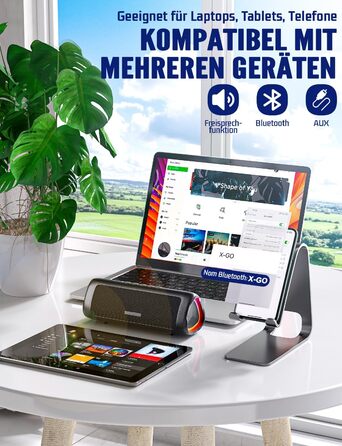 Портативна Bluetooth колонка UOHHBOE 30W з RGB підсвічуванням, TWS Stereo, водонепроникність IPX5, 24 години роботи, 30 метрів, функція гучного зв'язку, трикутна форма