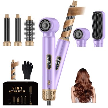 Фен-щітка Pro Airstyler 5 в 1: 1000W, іонізація, 30мм насадка для локонів, сушка, укладка, випрямлення. Violet