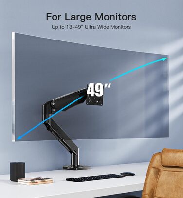 Кріплення для монітора HUANUO, 13-49 дюймів, регульований, підтримує 2-12 кг, з USB, VESA 75/100 мм