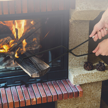 Relaxdays 5-Piece Fireplace Set in Black