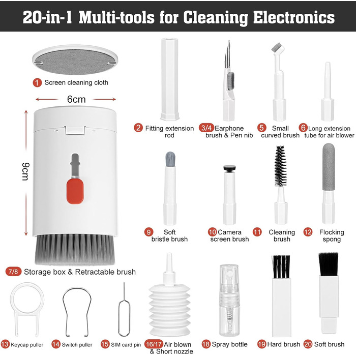 Набір для чищення техніки 20 в 1: ноутбук, клавіатура, мобільний, камера