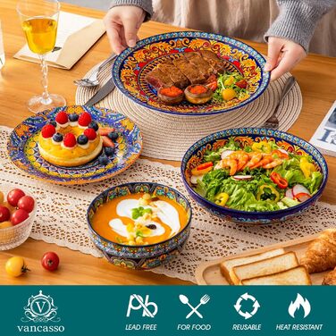 Набір тарілок Vancasso 6 шт. для мюслі, супу, салату, рамену, десерту, пасти, корнфлейкс (6x 840 мл)