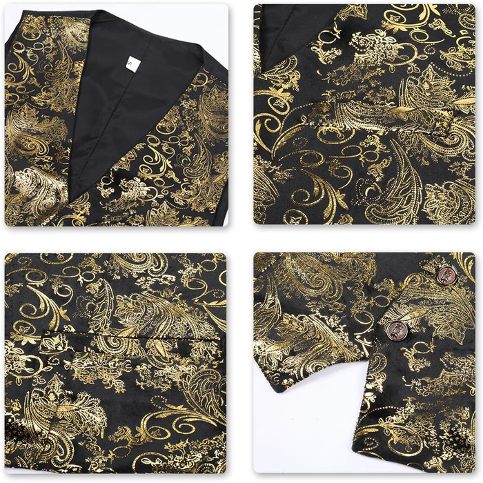 Жакардова жилетка для чоловіків Allthemen: елегантна ансамблева жилетка для весілля та свят, колір золото