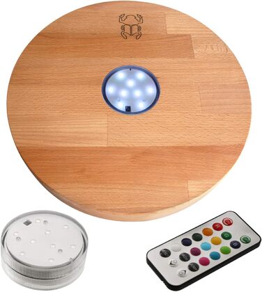 Kaya Shisha Coaster with LED and Remote Control, Water Pipe Accessories (Ø 22cm) (Beech, 30cm)