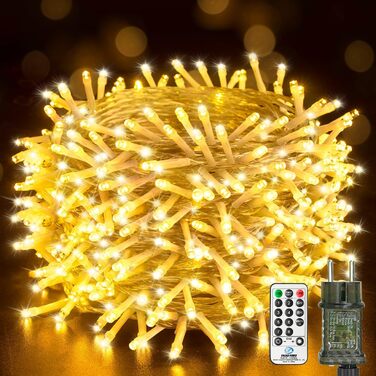 Льо́хко́ва гірля́нда BTfarm 20M з 200 LED, для дому та саду, з пультом, таймером, IP65, тепле біле світло