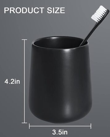 Toothbrush Holder, Matte Black, 2 Pieces, Ceramic Toothbrush Holder, Toothbrush and Toothpaste Organizer for Bathroom, Home Decoration, Countertop, Dresser