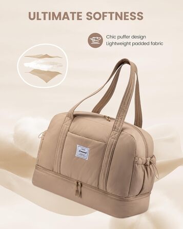 Сумка-мішок LOVEVOOK для подорожей, ручна поклажа, жіноча, велика, з відділенням для взуття, для спорту, фітнесу, подорожей, сауни, клініки, пологів, Khaki