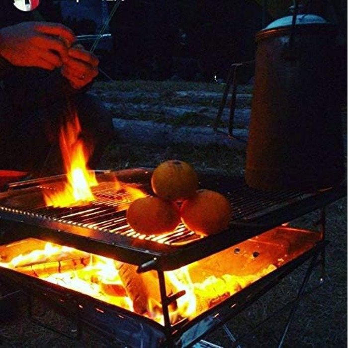CAMPINGMOON 3-in-1 Portable Stainless Steel Wood Grill and Fire Pit, 35.6 x 39 cm, with Carrying Bag MT-035