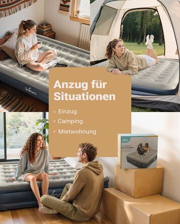 Надувний матрац iDOO для 2 осіб з електричним насосом, 152x203x46 см, 295 кг, для кемпінгу