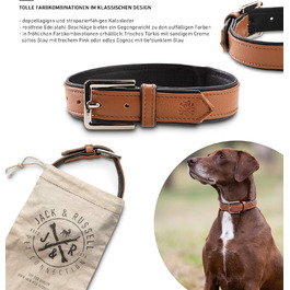 Преміум шкіряний нашийник для собак Jack Russell Lilly - нашийник з натуральної шкіри Kalbleder (S, Коричневий/Чорний) - розмір S, обхват 32-39,5 см