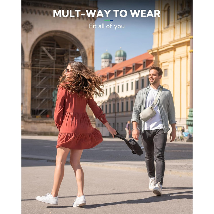 WATERFLY Поясна сумка на пояс для чоловіків та жінок: Стильна нагрудна сумка для спорту та моди, водонепроникна, маленька сумка на стегно для активного відпочинку, подорожей, походів, фестивалів (Бежева)